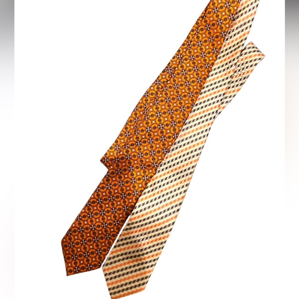 Elegant Orange and Cream Patterned silk Ties